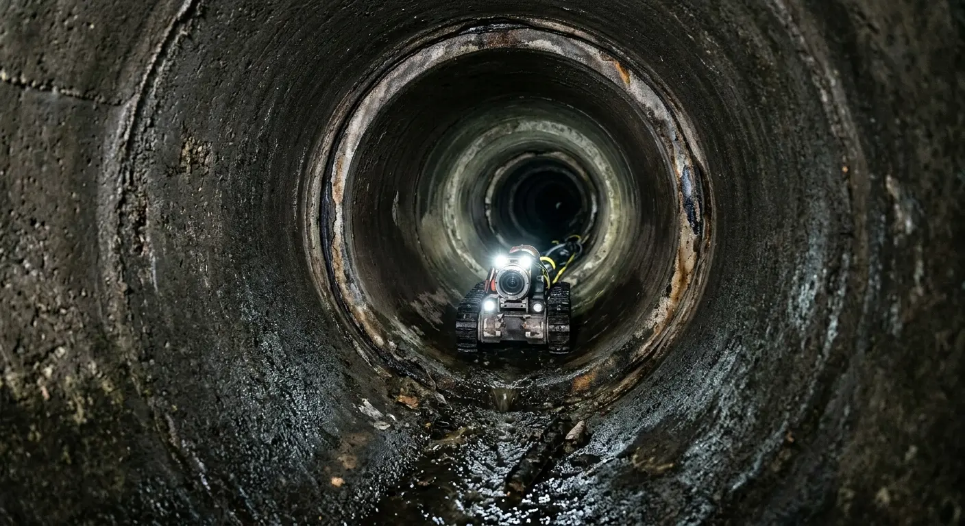 Robotic sewer camera inspecting pipe interior for Sewer Line Repair in Webb City
